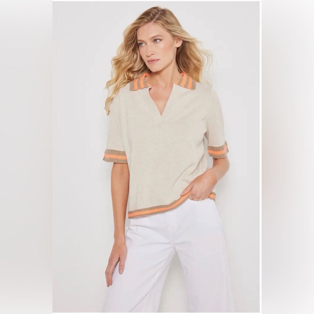 Lisa Todd Cream Top with Orange Accents